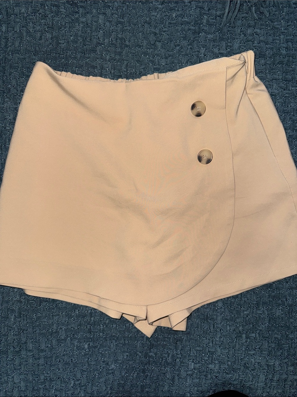 Love Tree Cream Wrap-Front Skort with Button Detail